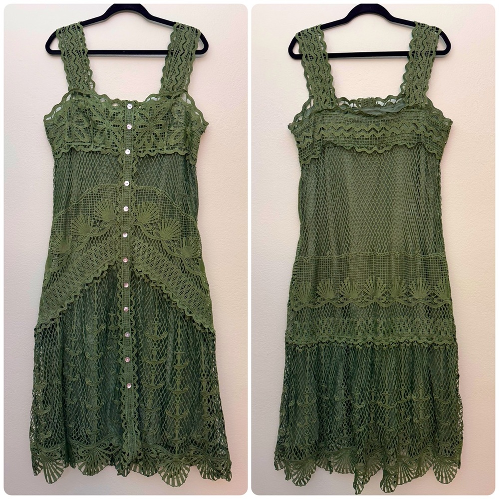 Farm Rio XL Green Nautical Guipure Maxi Dress - Picture 4 of 10